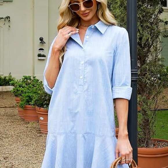 Blue chambray mini dress - Picture 3 of 3